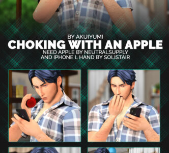 Chocking with an apple poses